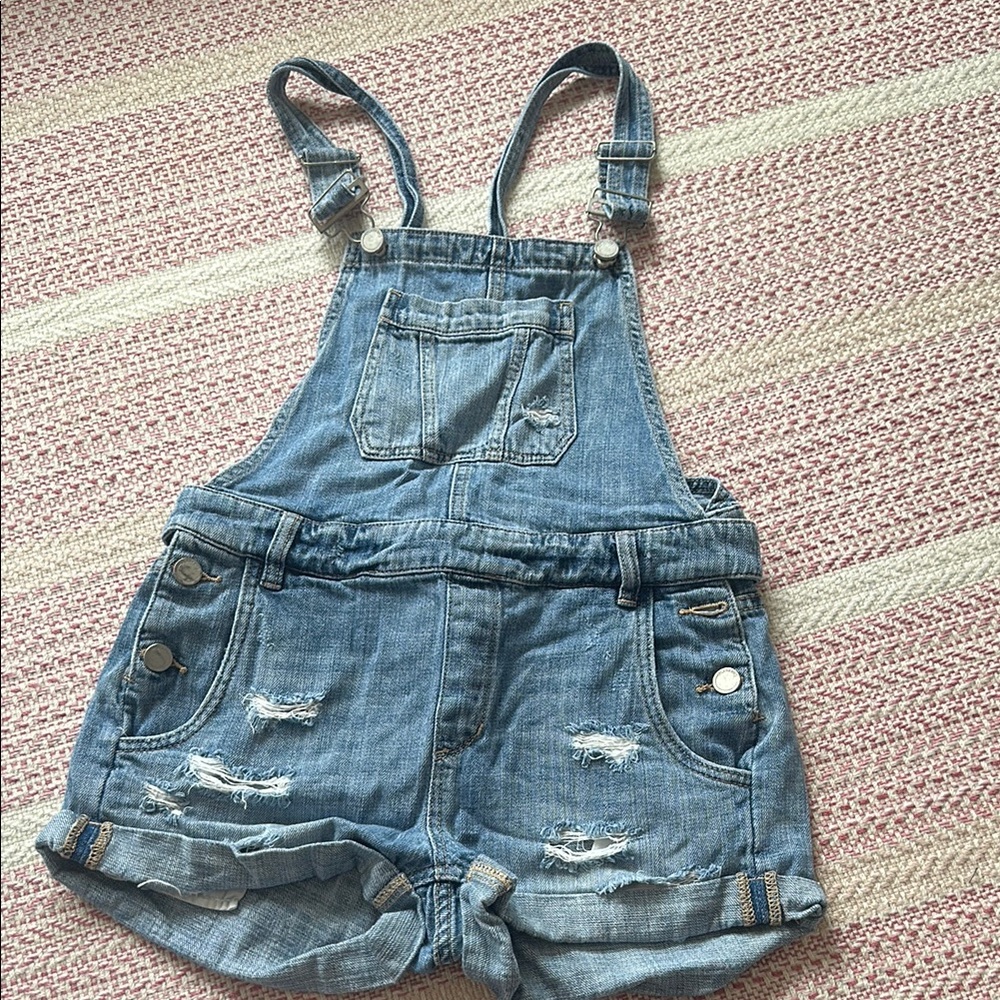 Denim Distressed Overalls